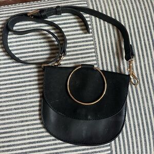 ABLE Black Suede and Leather Crossbody Purse
